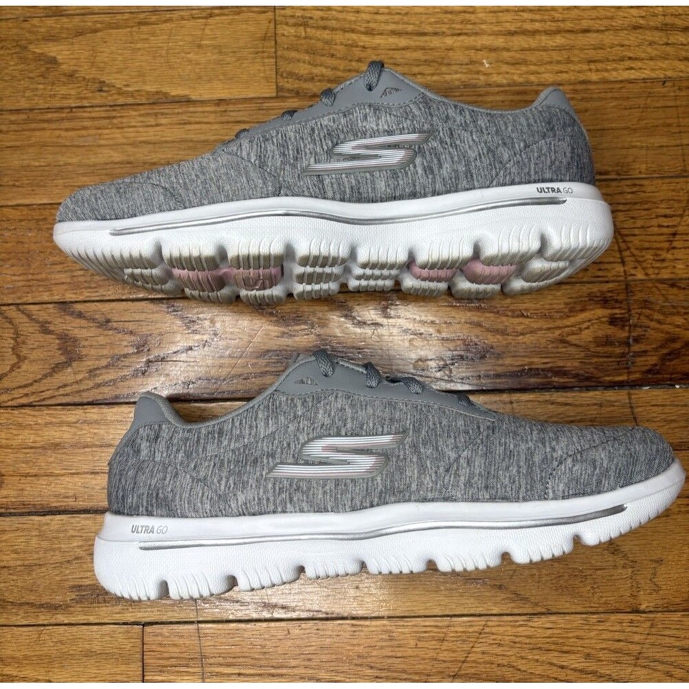 Skechers Go Walk Shoes Evolution Ultra 60 Gray Pink Quick Fit Women’s Sz 8.5 - Picture 11 of 11